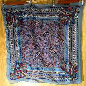Silk Blue Paisley Vintage 80’s Large Scarf
